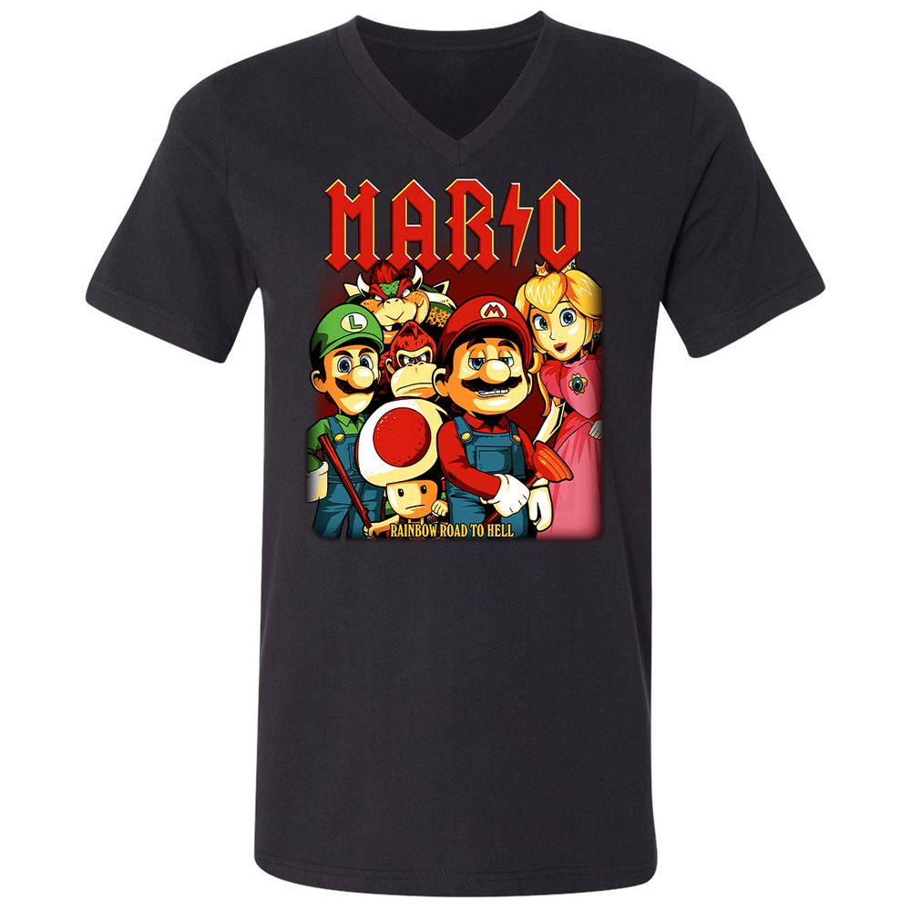 Unisex V-Neck T-Shirt - HJHXGP9C - Black - 1