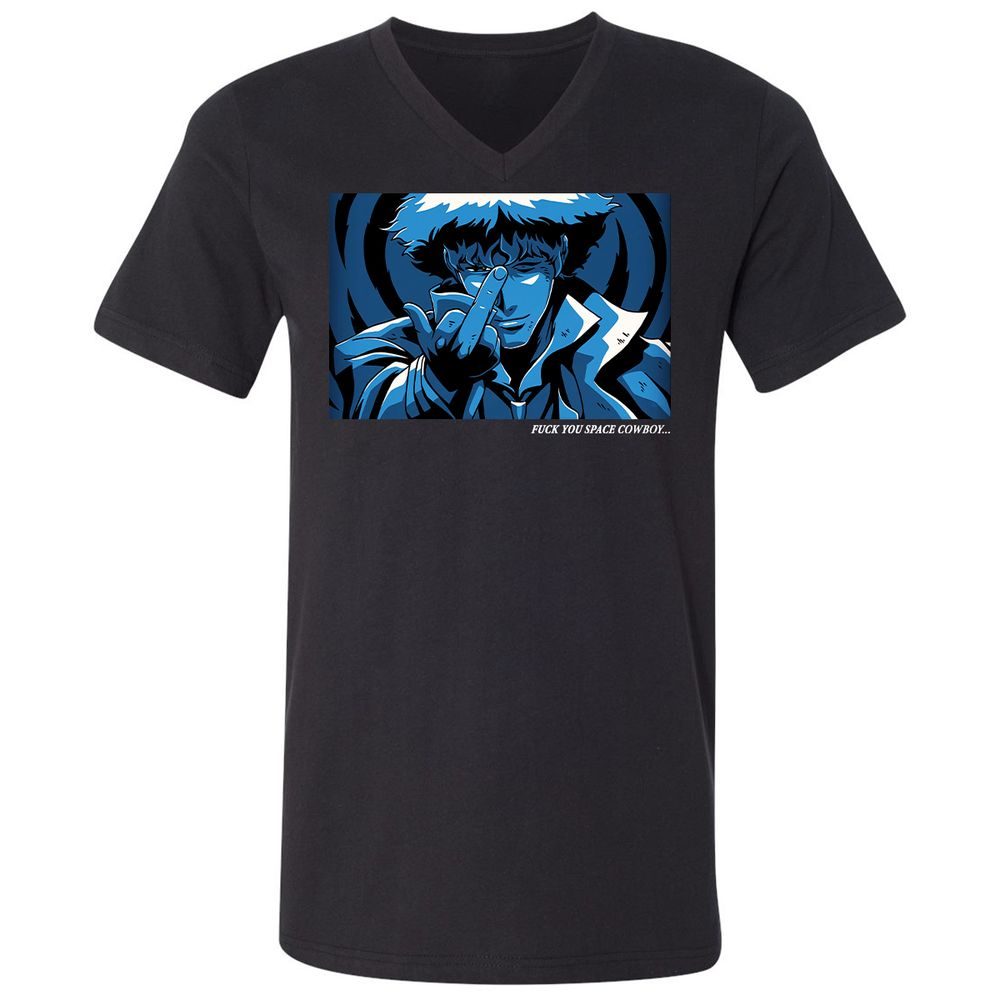 Unisex V-Neck T-Shirt - WTQ5LRAN - Black - 1