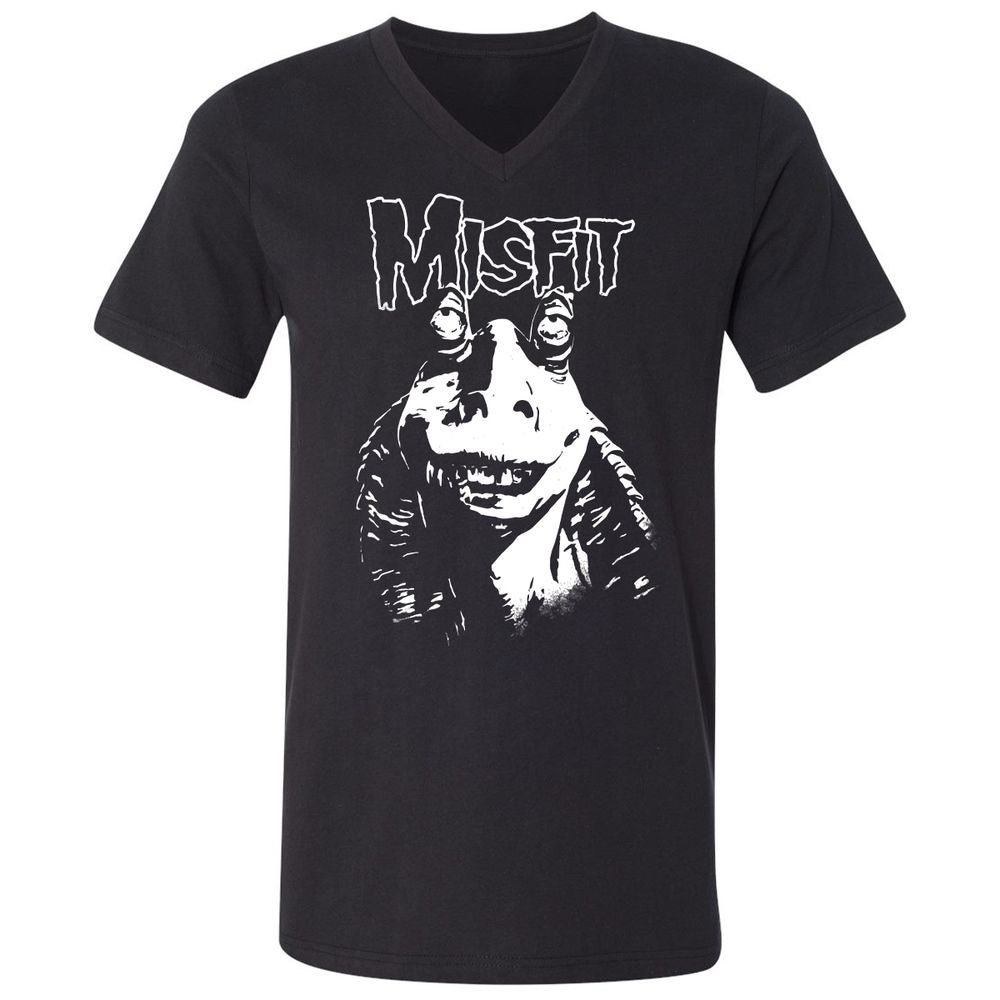 Unisex V-Neck T-Shirt - TZQ7X51V - Black - 1