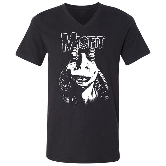 Unisex V-Neck T-Shirt - TZQ7X51V - Black - 1