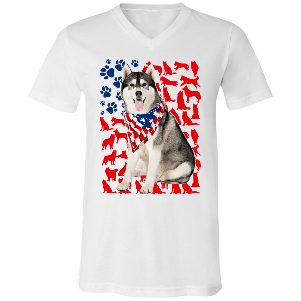 Unisex V-Neck T-Shirt - 7WALB3SP - White - 1