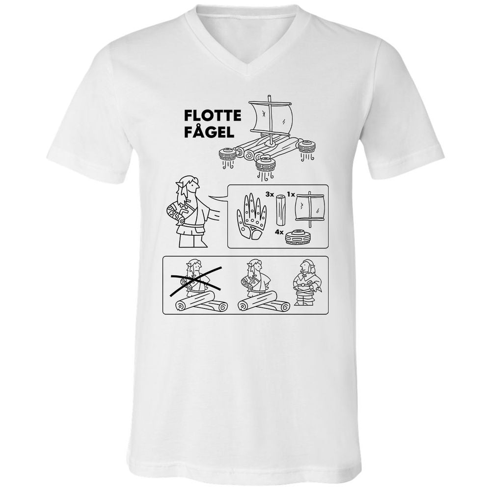 Unisex V-Neck T-Shirt - BCG3L49Y - White - 1