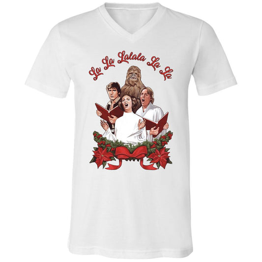 Unisex V-Neck T-Shirt - XASZMXJH - White - 1