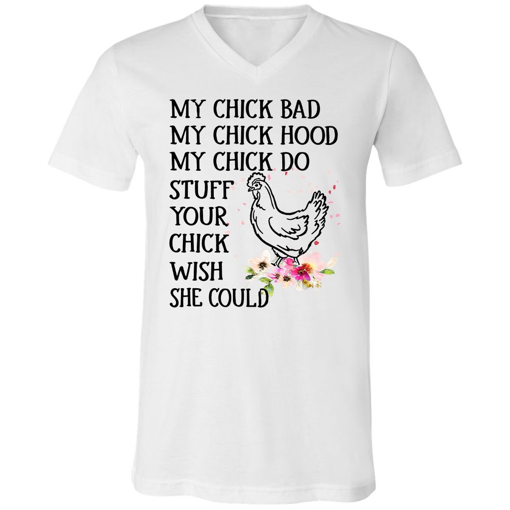 Unisex V-Neck T-Shirt - YVUX57TN - White - 1