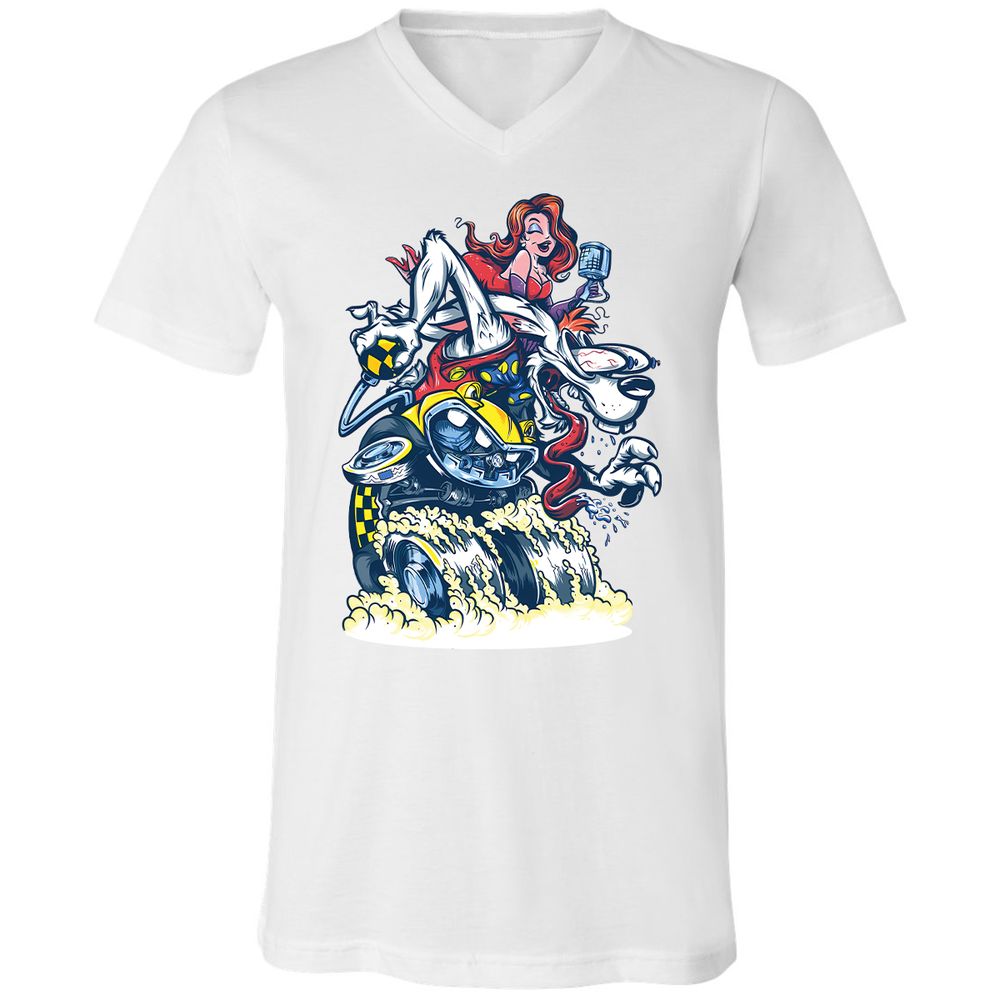Unisex V-Neck T-Shirt - CN24WZBS - White - 1