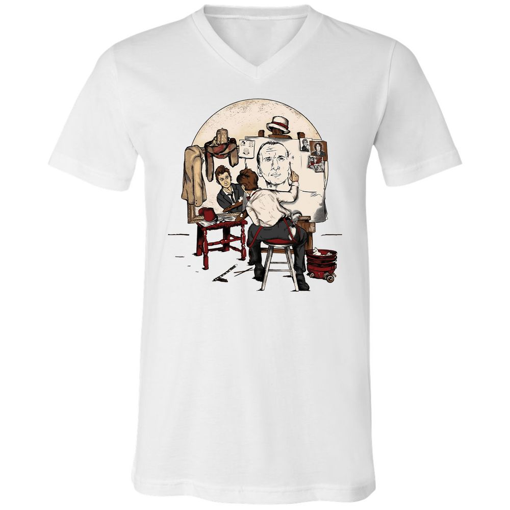 Unisex V-Neck T-Shirt - YFNADRQY - White - 1