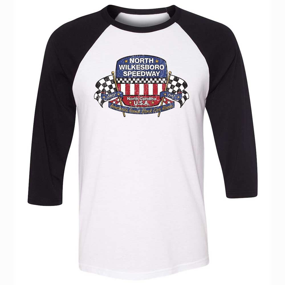 Unisex 3/4 Baseball Tee - 85WRAU1F - White/Black - 1