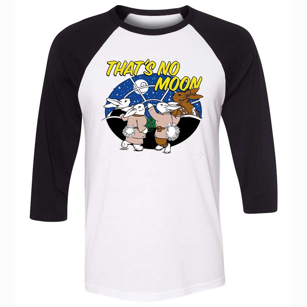 Unisex 3/4 Baseball Tee - White - White/Black - 1