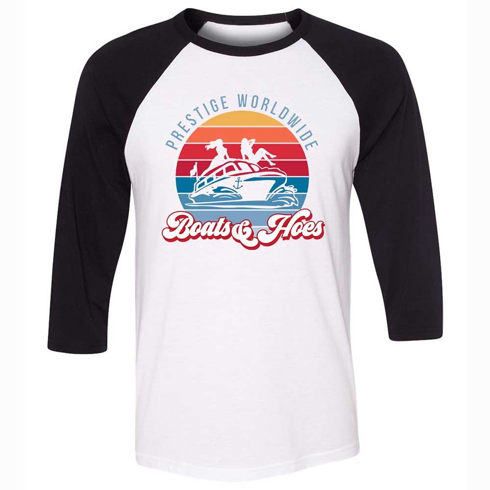 Unisex 3/4 Baseball Tee - M9C4R1F7 - White/Black - 1
