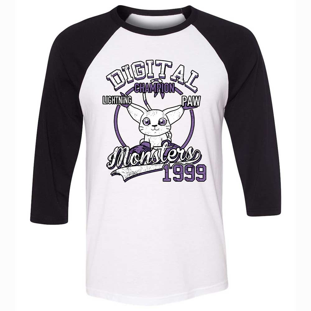 Unisex 3/4 Baseball Tee - SK8SPK4L - White/Black - 1
