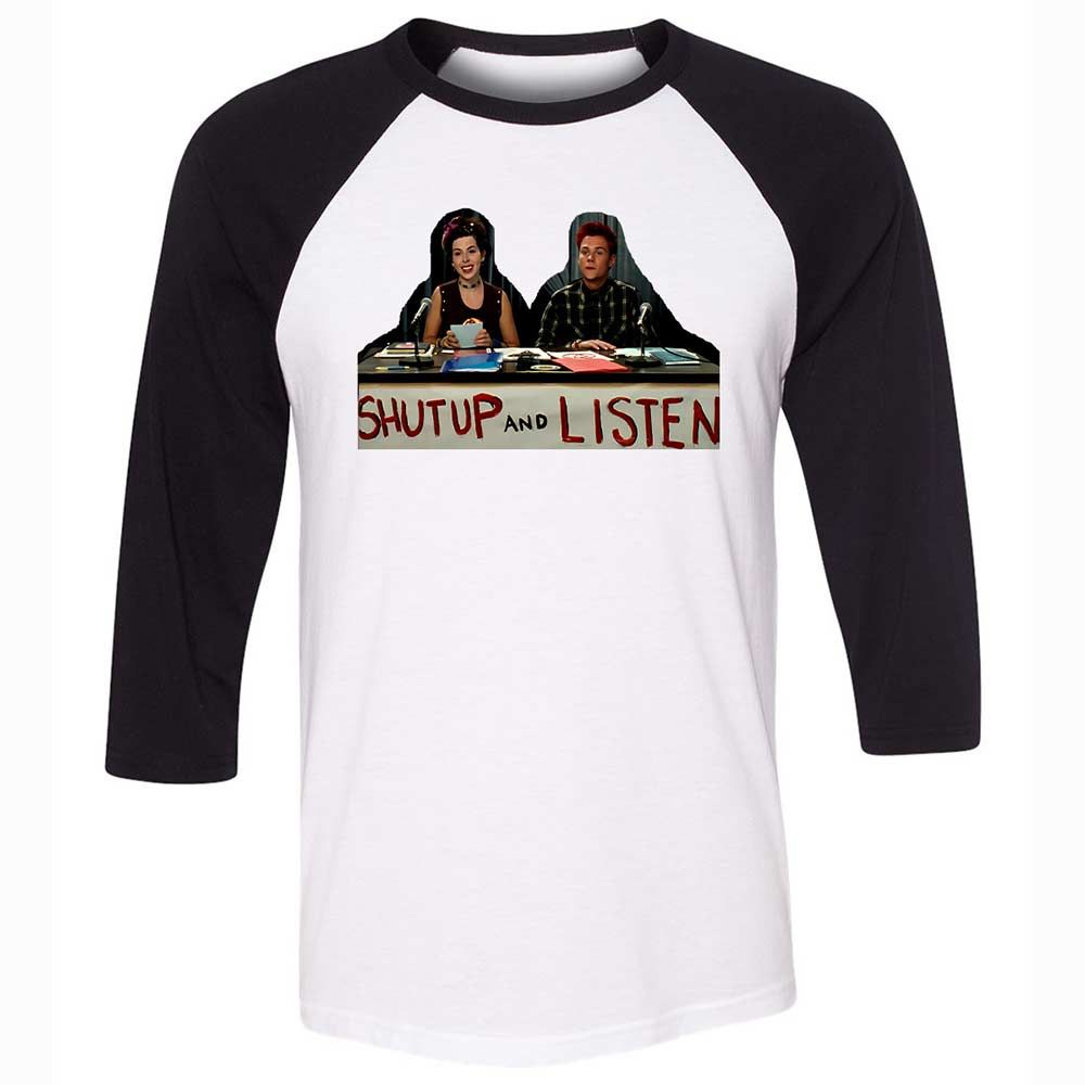 Unisex 3/4 Baseball Tee - QSFB98ZM - White/Black - 1