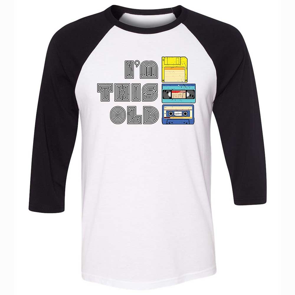 Unisex 3/4 Baseball Tee - Black - White/Black - 1