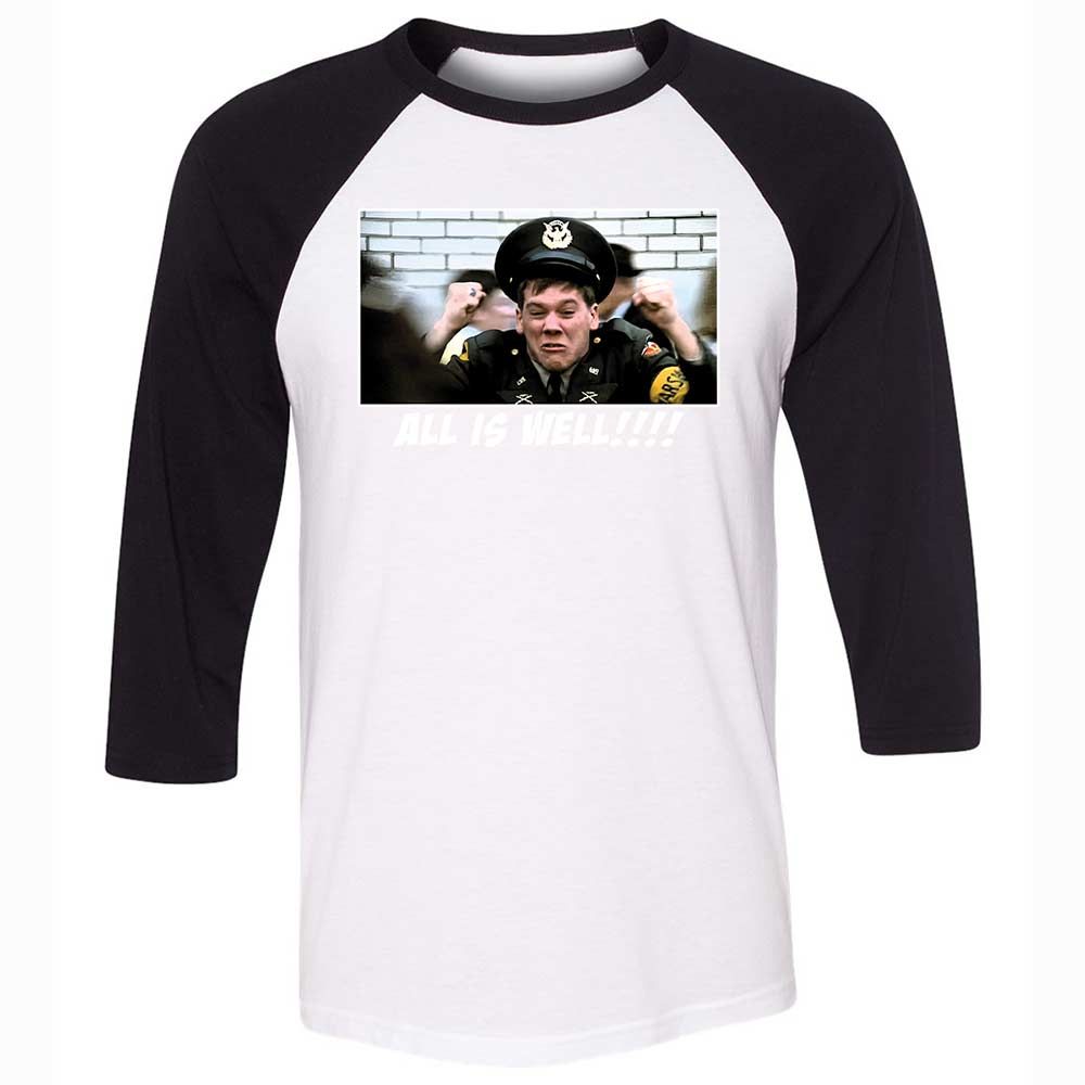 Unisex 3/4 Baseball Tee - ZE9NV7R1 - White/Black - 1