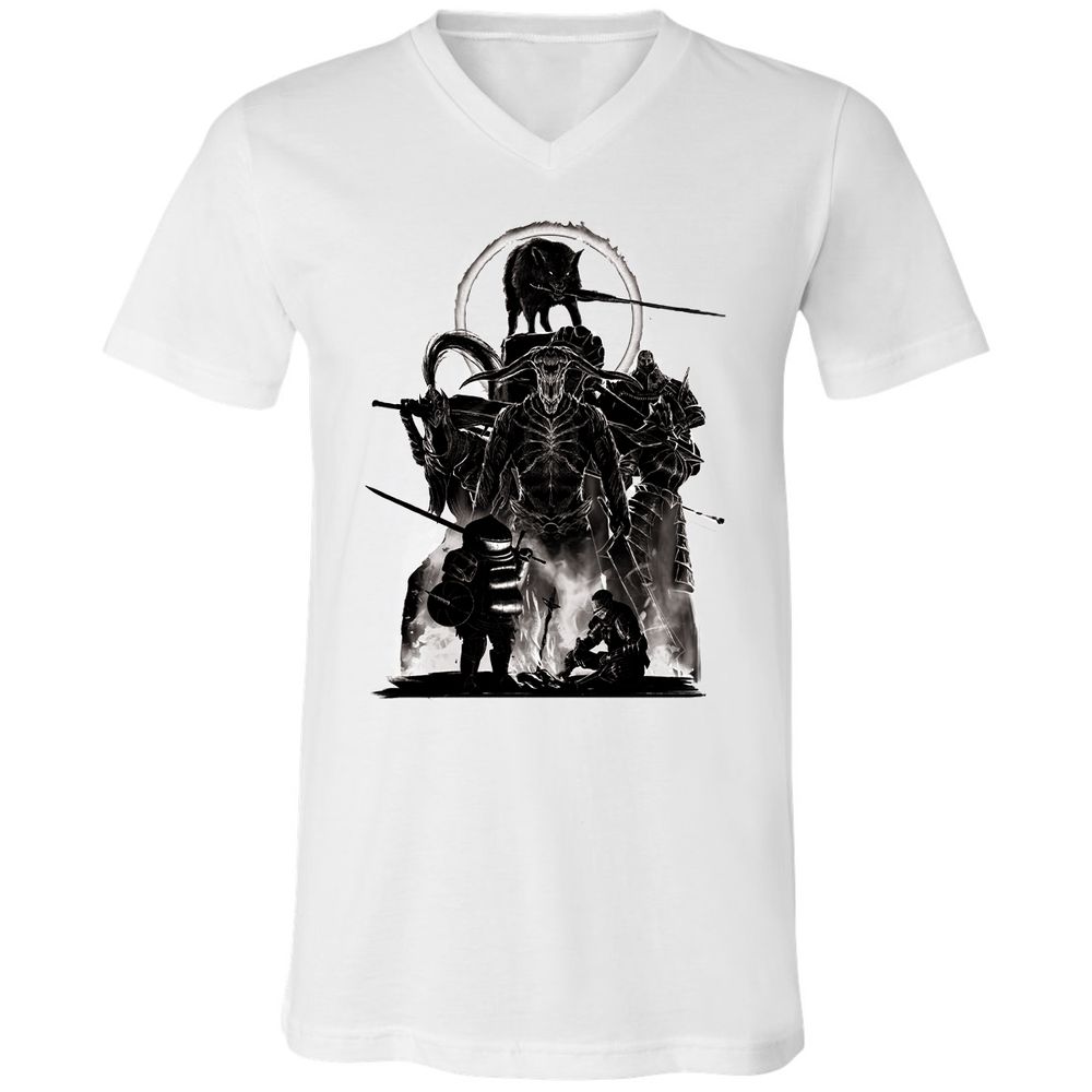 Unisex V-Neck T-Shirt - J7ELS2F8 - White - 1