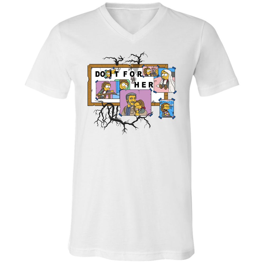 Unisex V-Neck T-Shirt - JQ1NPCKQ - White - 1