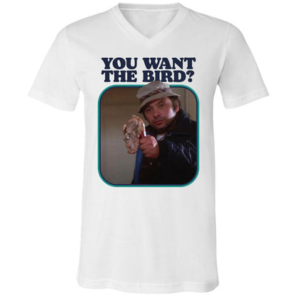 Unisex V-Neck T-Shirt - Q6R4GD3Q - White - 1