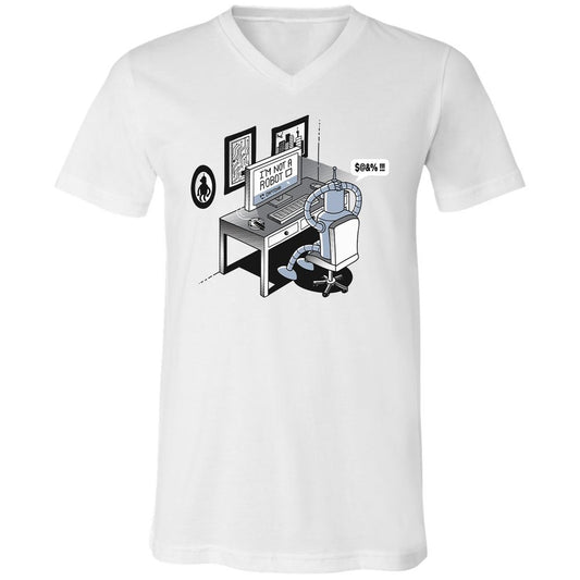 Unisex V-Neck T-Shirt - T6VA6F1U - White - 1