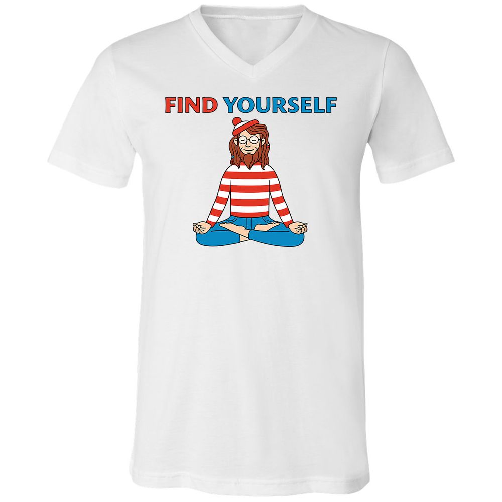 Unisex V-Neck T-Shirt - KCHR5MSW - White - 1