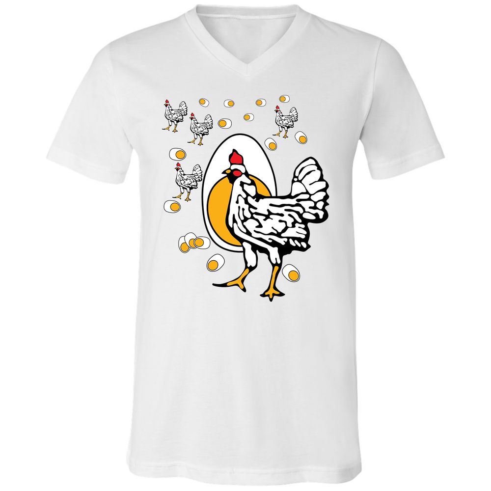 Unisex V-Neck T-Shirt - HEM4Y7J5 - White - 1
