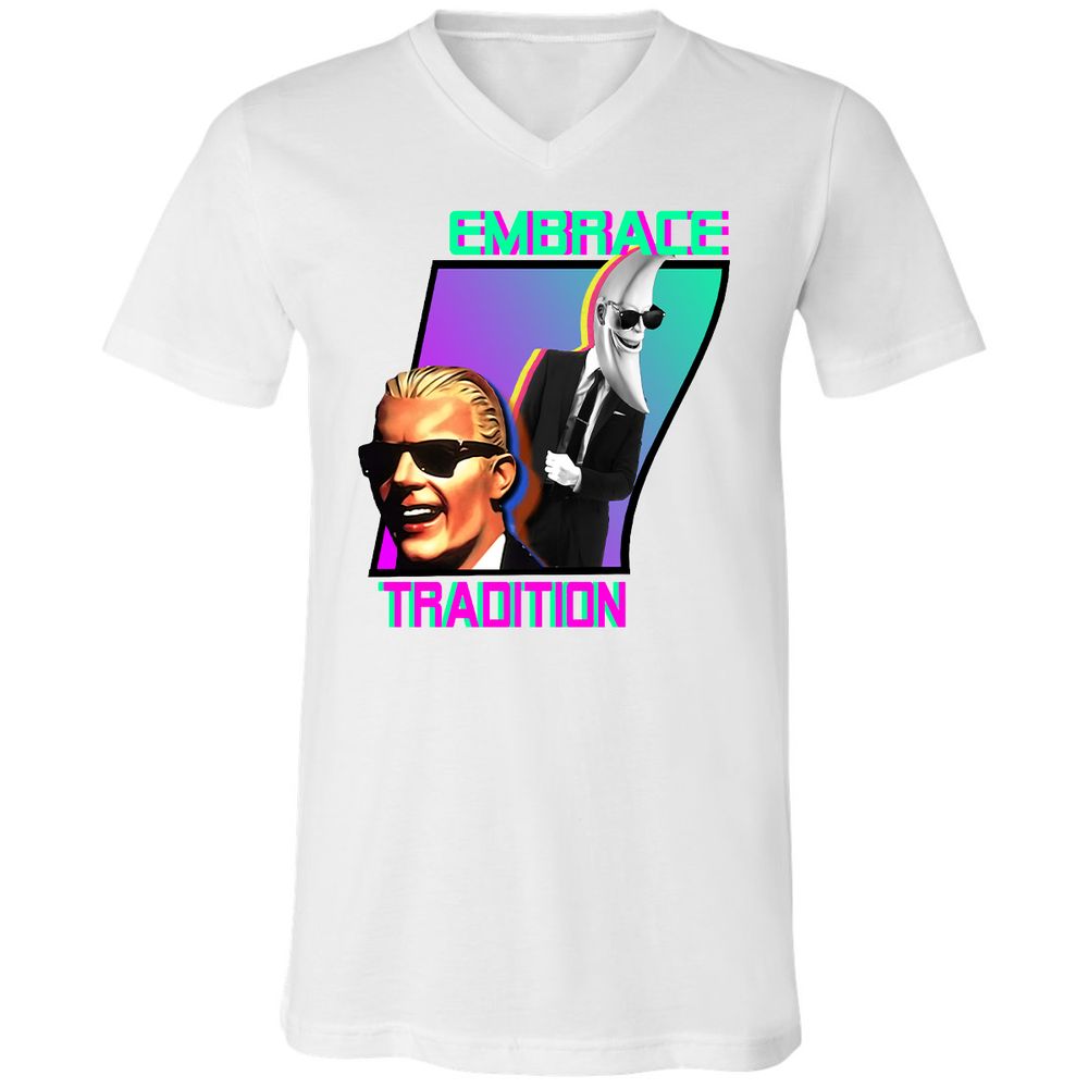 Unisex V-Neck T-Shirt - Z5Y1LDR3 - White - 1