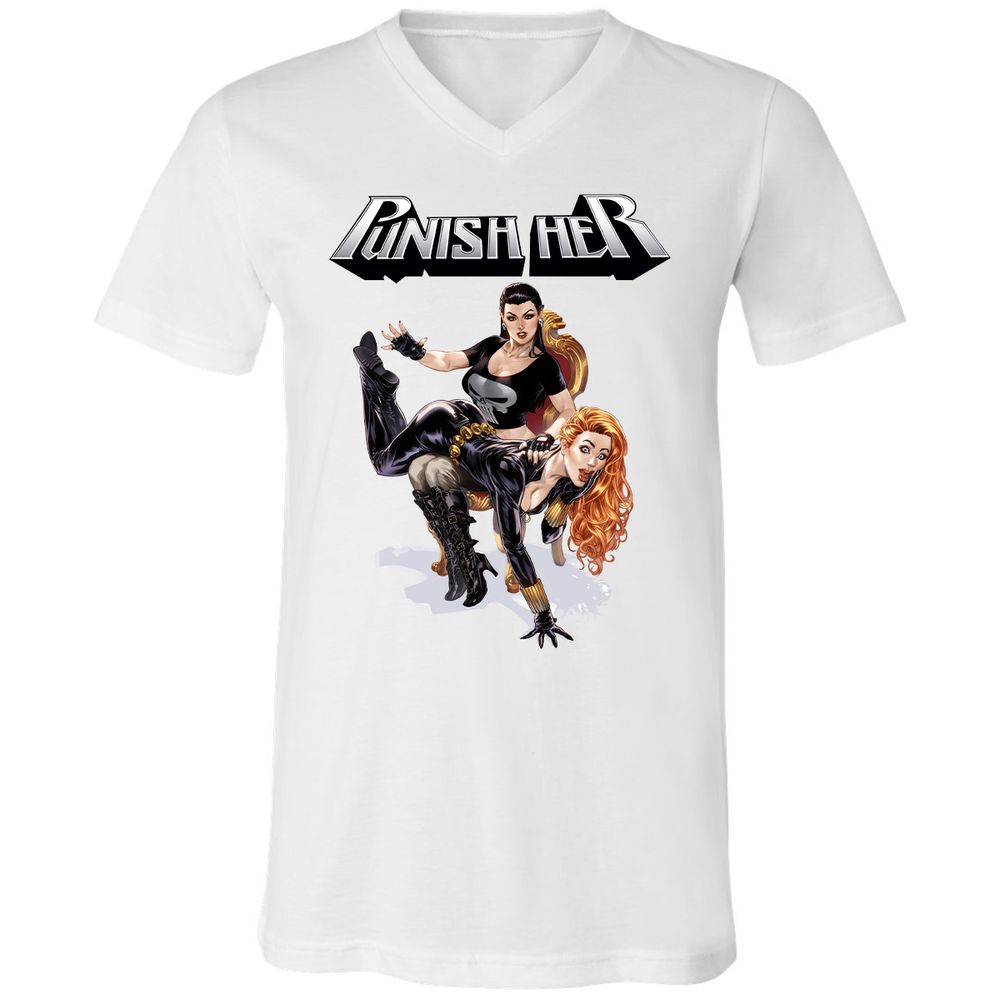 Unisex V-Neck T-Shirt - V7XE1RCE - White - 1