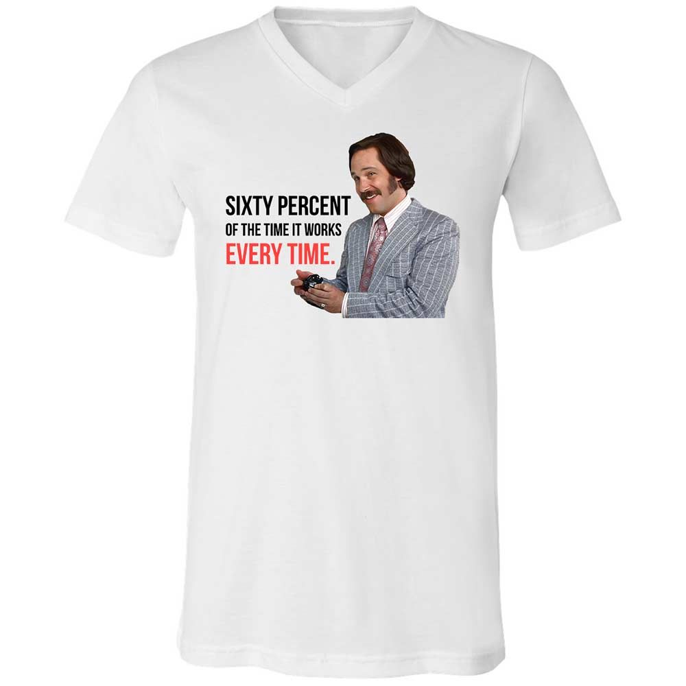 Unisex V-Neck T-Shirt - A7YVUSJG - White - 1