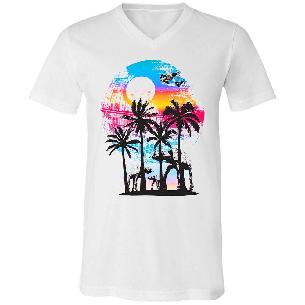Unisex V-Neck T-Shirt - R7YBZ4DN - White - 1