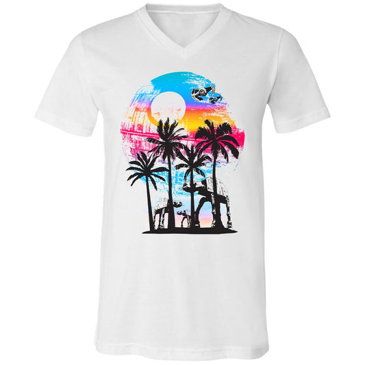 Unisex V-Neck T-Shirt - R7YBZ4DN - White - 1