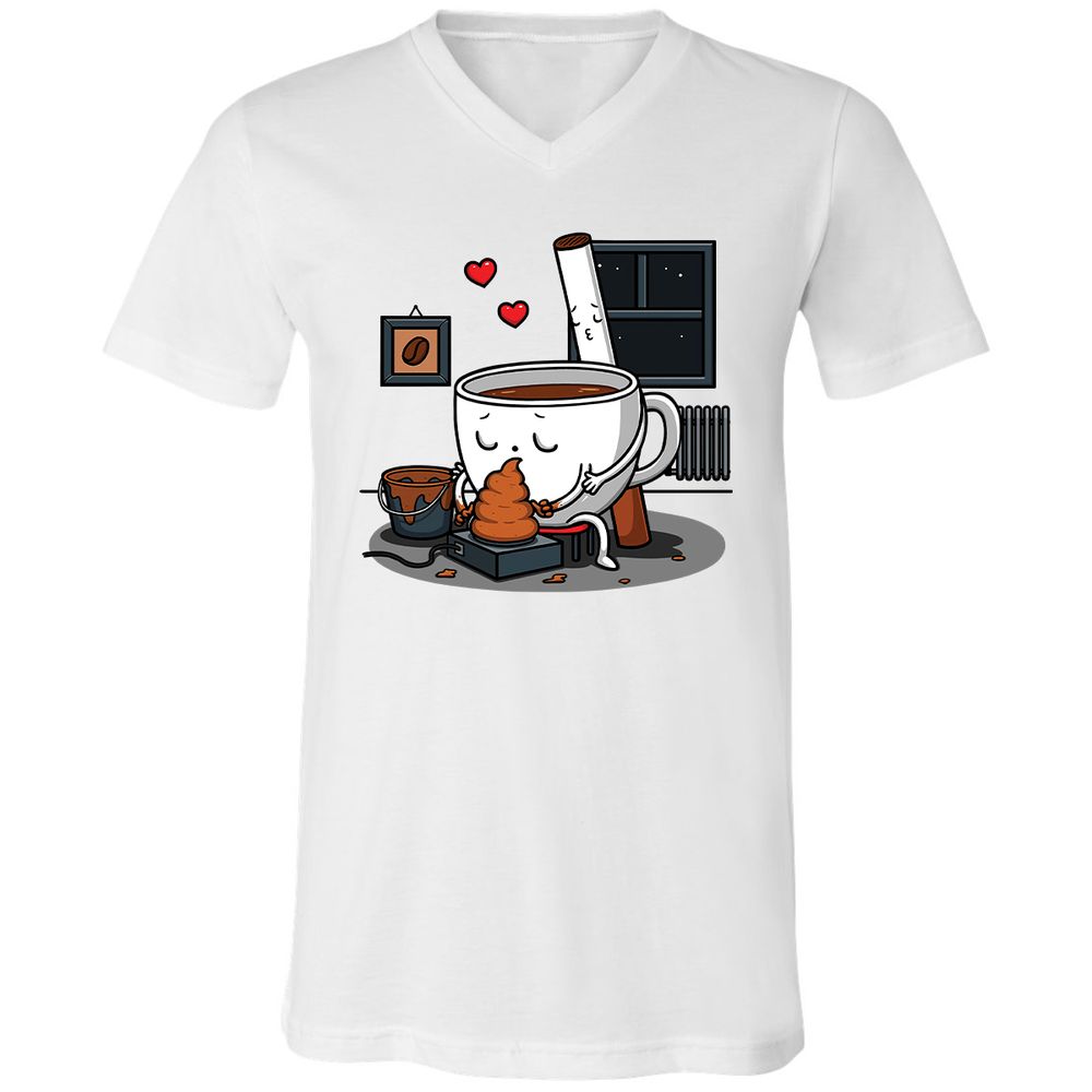 Unisex V-Neck T-Shirt - UFUZXEHZ - White - 1
