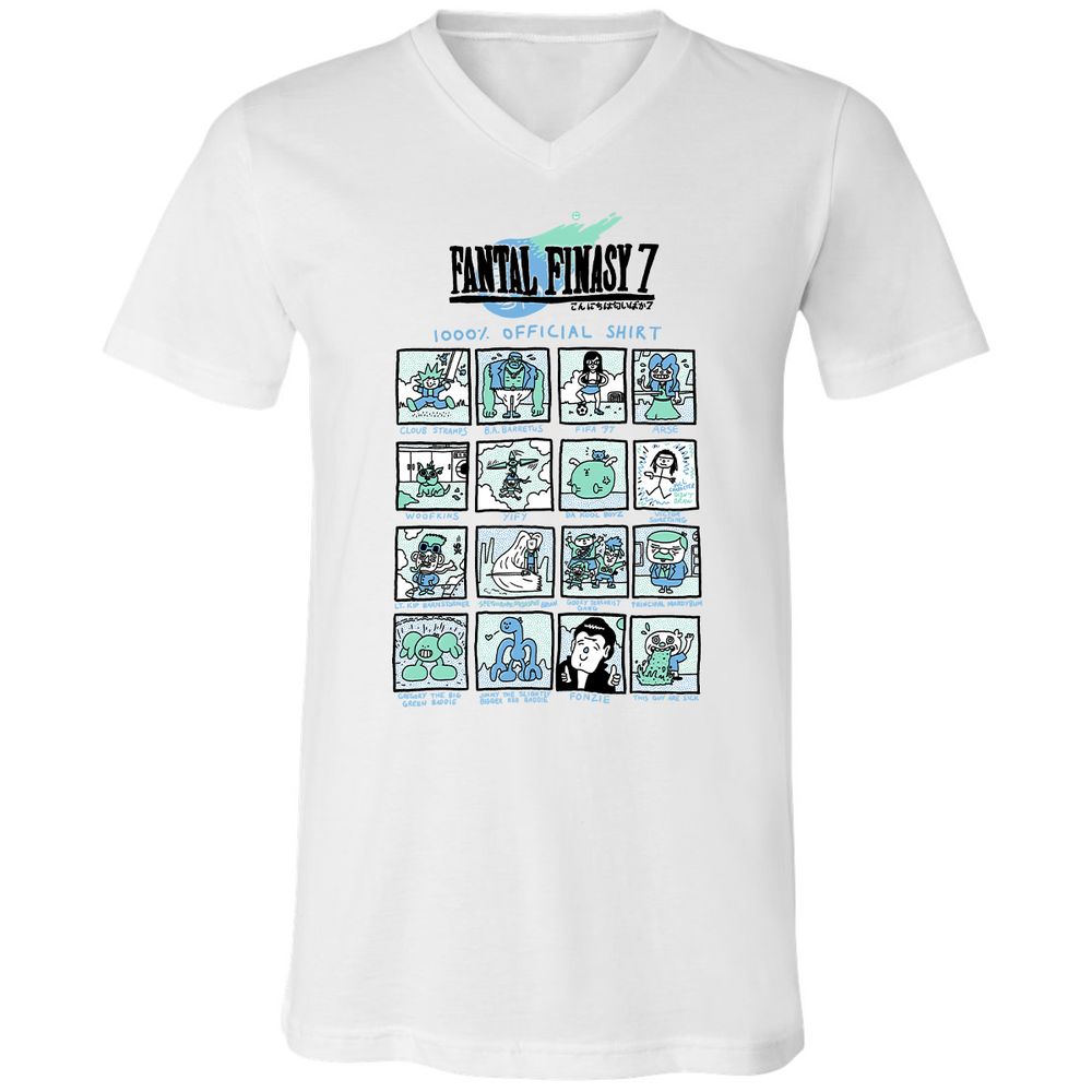 Unisex V-Neck T-Shirt - RRKAWG9L - White - 1