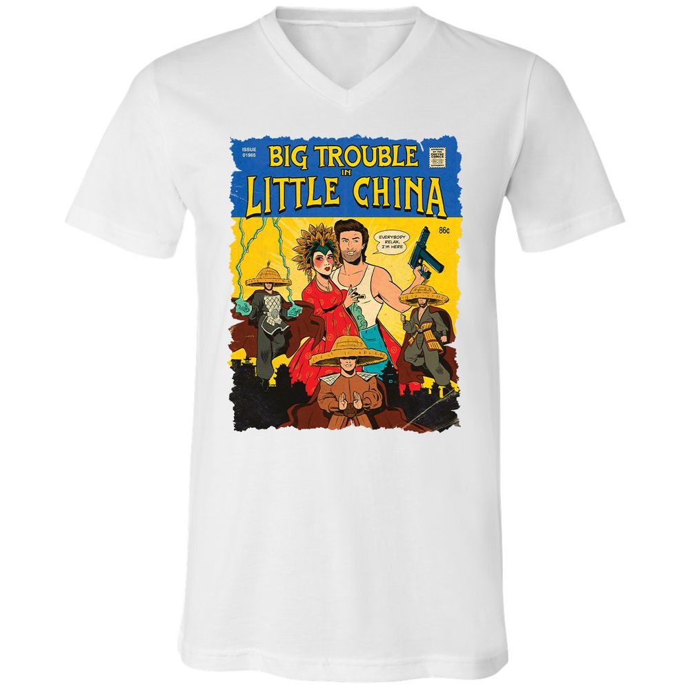 Unisex V-Neck T-Shirt - QRNL3CXK - White - 1