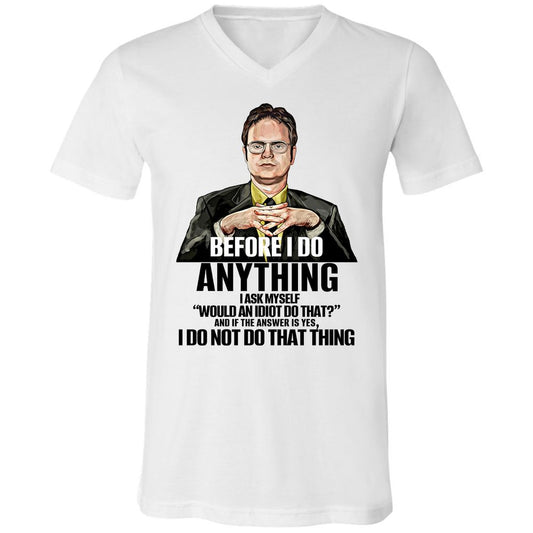 Unisex V-Neck T-Shirt - MZD6N9HQ - White - 1