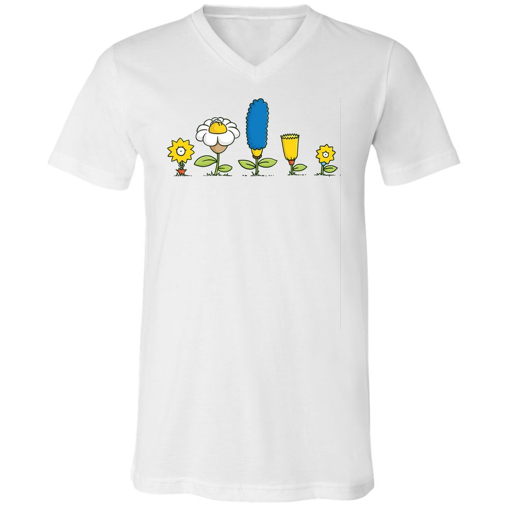 Unisex V-Neck T-Shirt - 4LPBL9XQ - White - 1