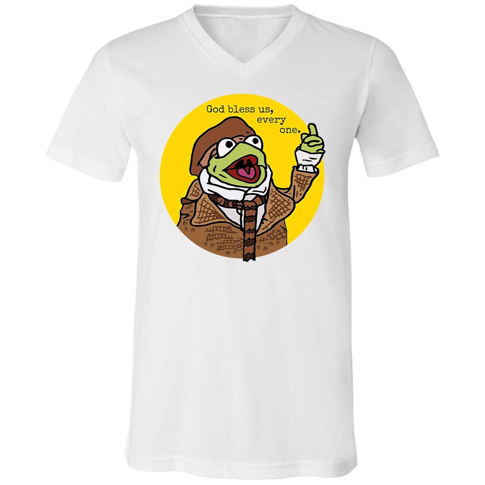 Unisex V-Neck T-Shirt - 6QR4X57F - White - 1