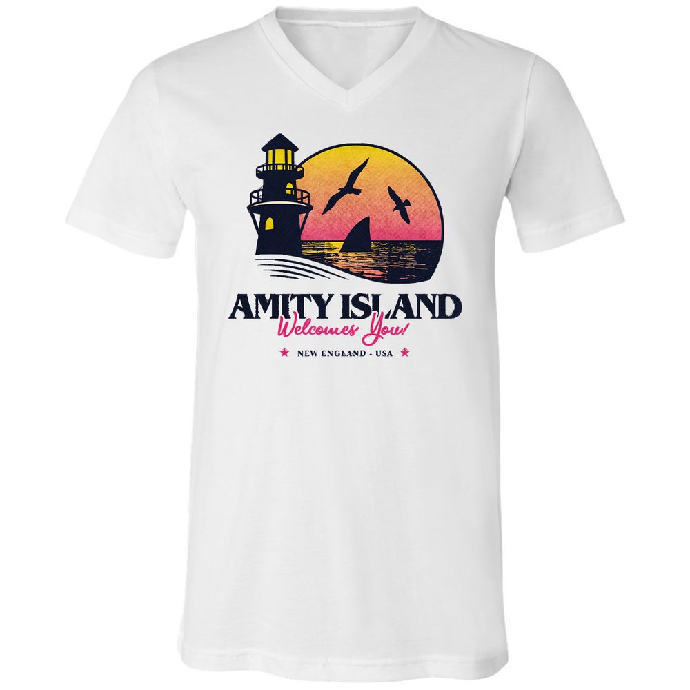 Unisex V-Neck T-Shirt - A5KM9H3R - White - 1