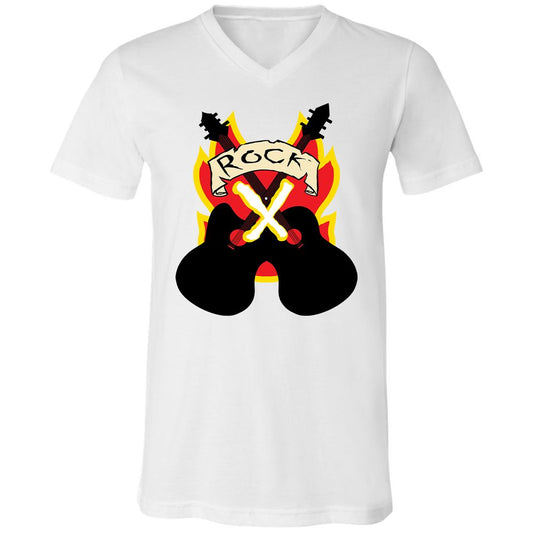 Unisex V-Neck T-Shirt - QAJMSDKZ - White - 1