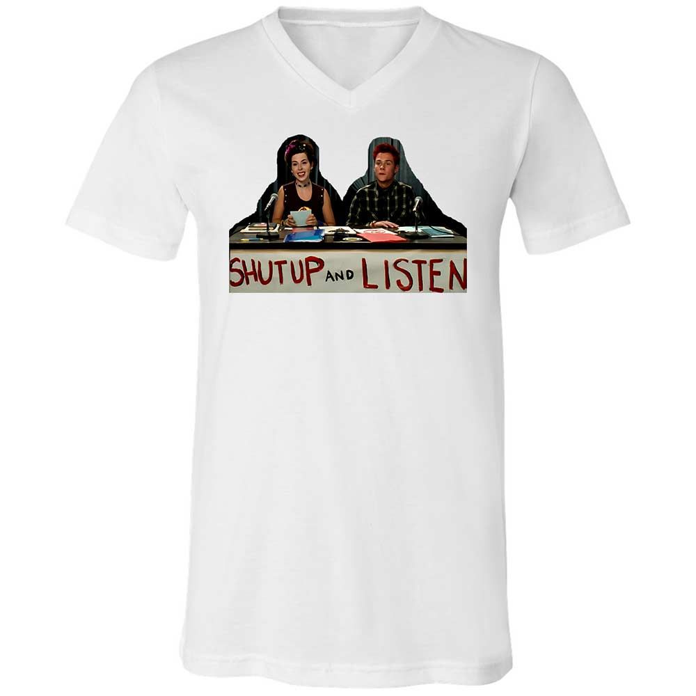 Unisex V-Neck T-Shirt - E4R5B8YE - White - 1