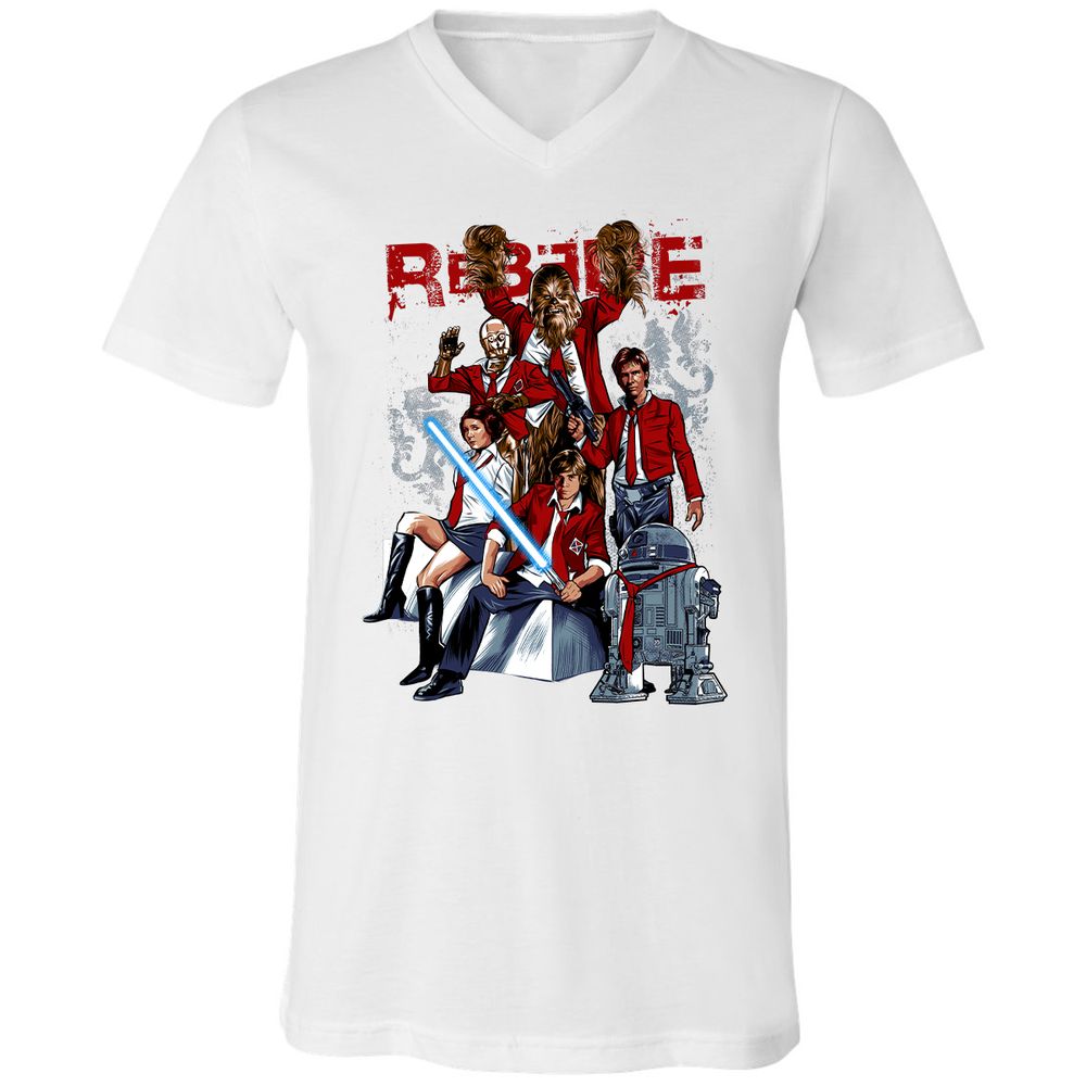 Unisex V-Neck T-Shirt - 45E5A412 - White - 1