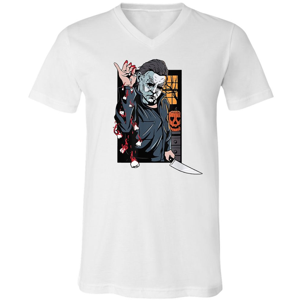 Unisex V-Neck T-Shirt - QGENDHGJ - White - 1