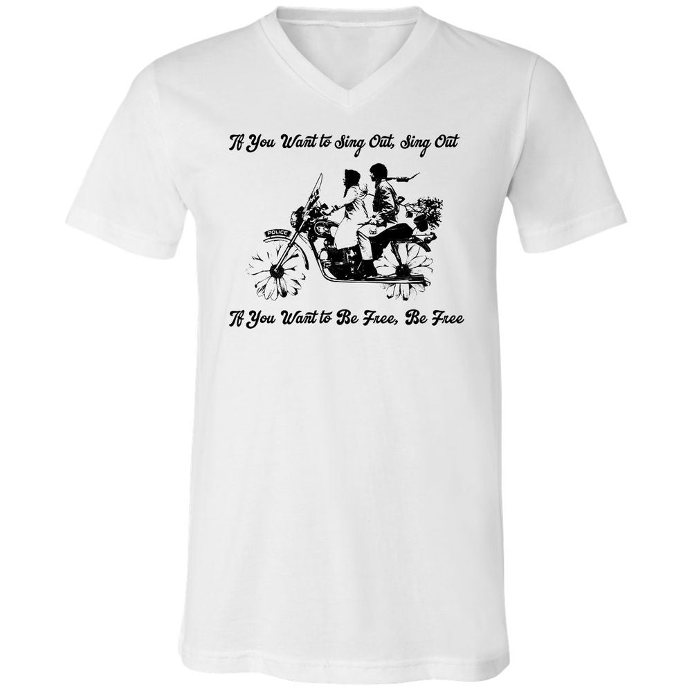 Unisex V-Neck T-Shirt - KY3AED8C - White - 1