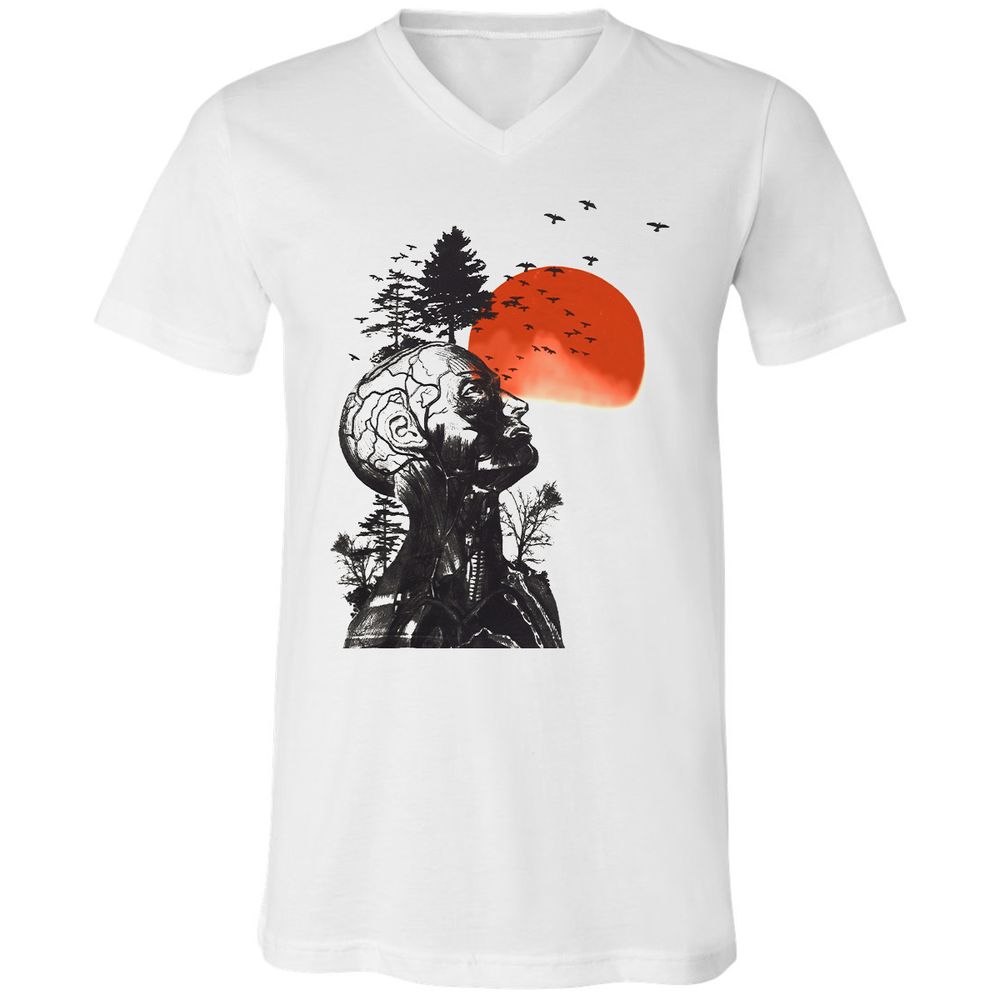 Unisex V-Neck T-Shirt - 373XTDCV - White - 1