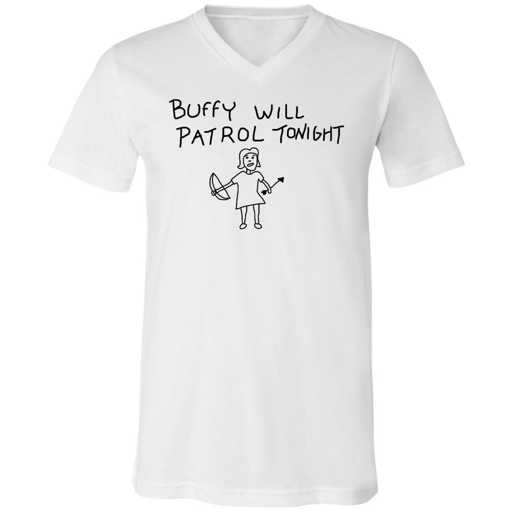 Unisex V-Neck T-Shirt - CDH98YL7 - White - 1