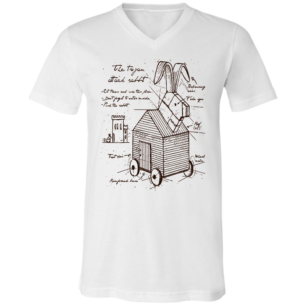 Unisex V-Neck T-Shirt - V1Q682QH - White - 1