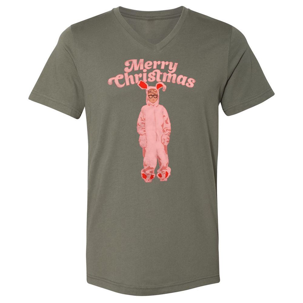 Unisex V-Neck T-Shirt - 14T8G5UM - Military Green - 10