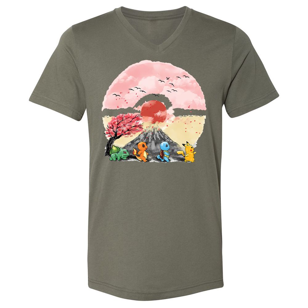 Unisex V-Neck T-Shirt - NQBEUSJ8 - Military Green - 10