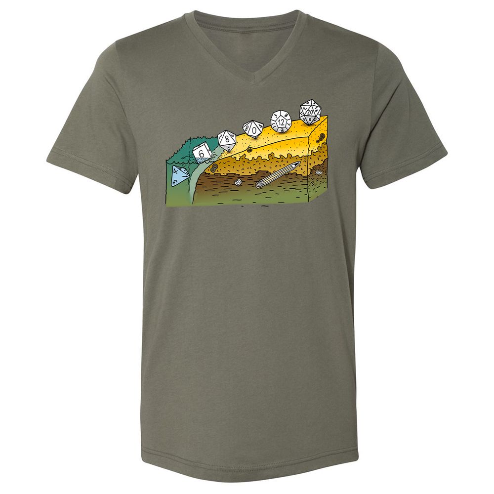 Unisex V-Neck T-Shirt - 4EH3C291 - Military Green - 10