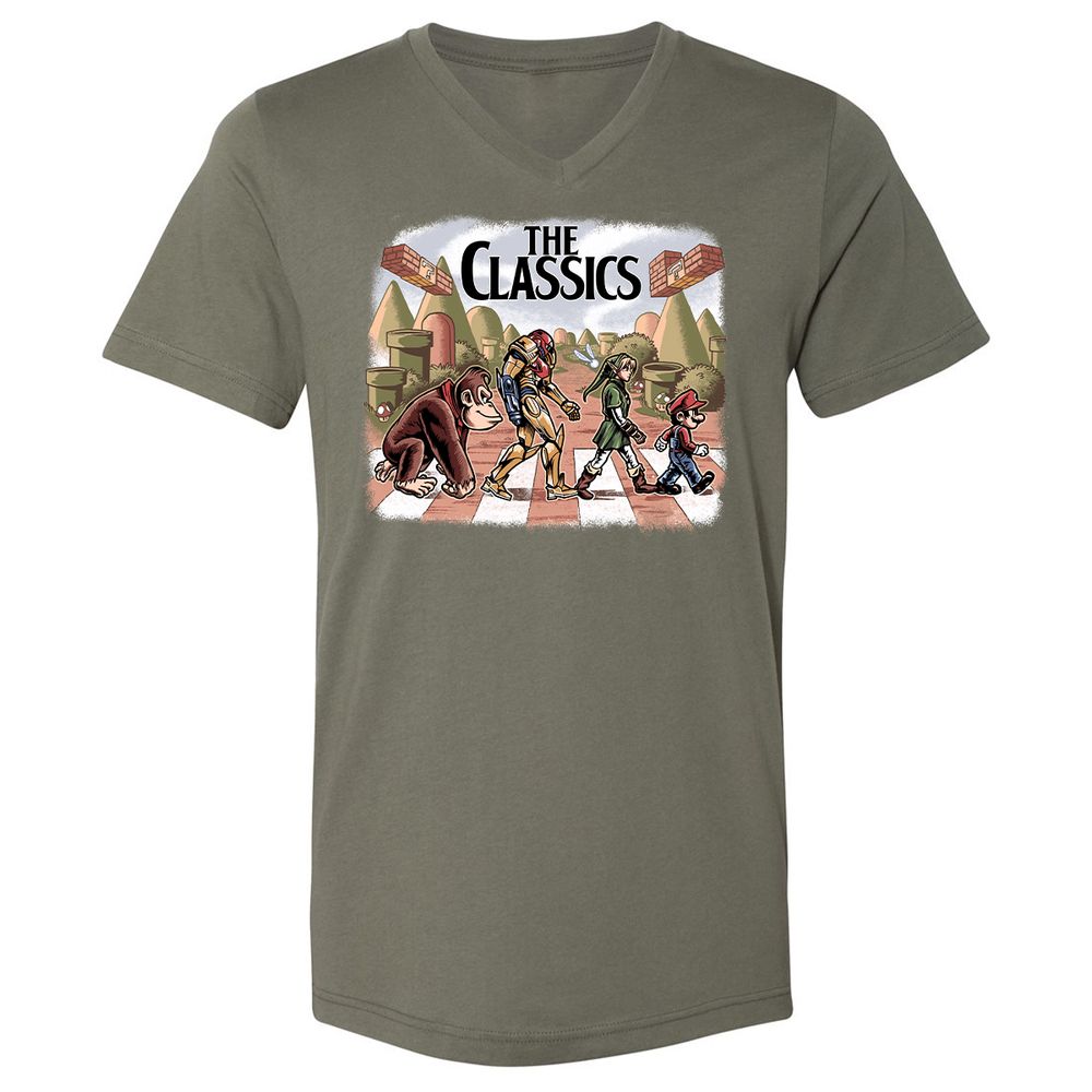 Unisex V-Neck T-Shirt - S9NRU7DJ - Military Green - 10