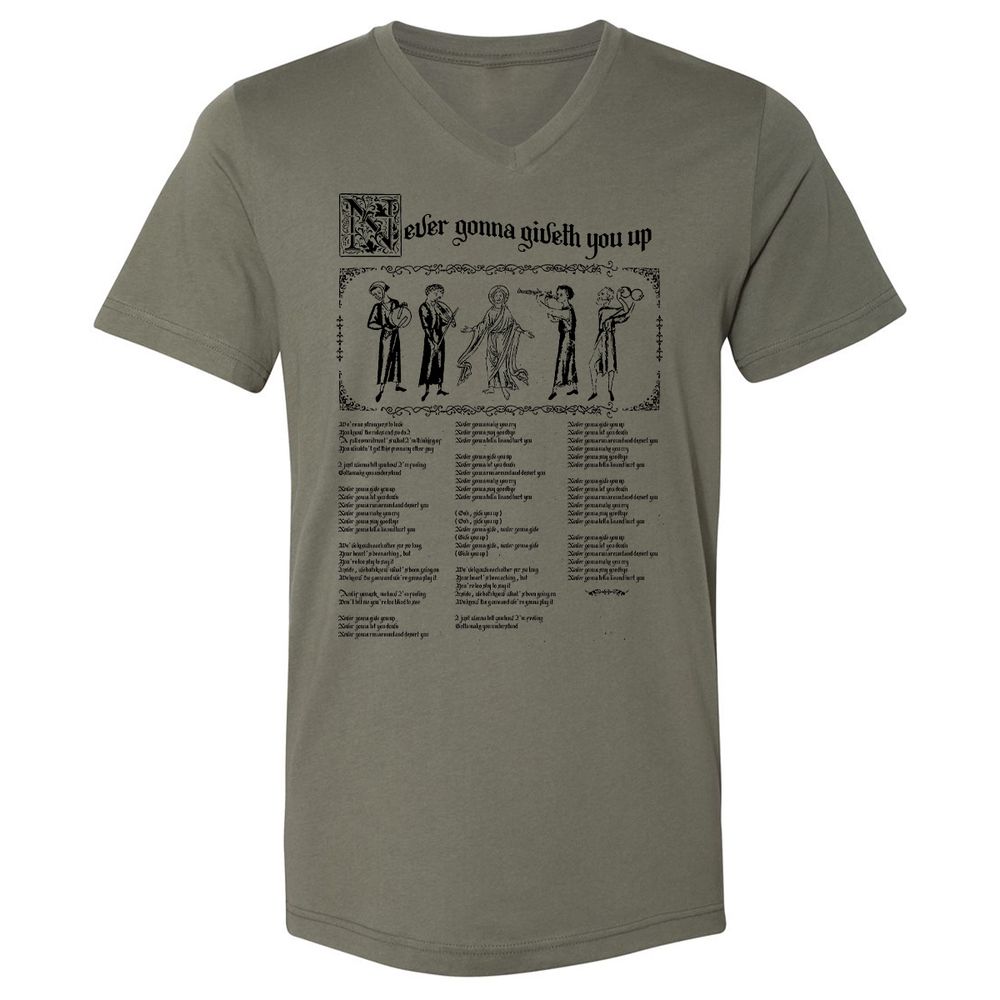 Unisex V-Neck T-Shirt - HXNCJ8WG - Military Green - 10