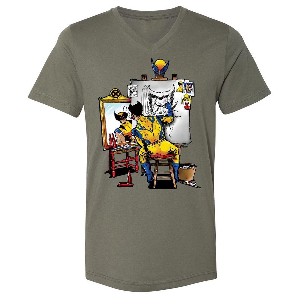 Unisex V-Neck T-Shirt - D9ZMUZ84 - Military Green - 10