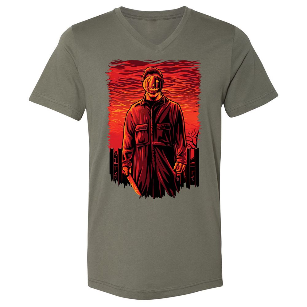 Unisex V-Neck T-Shirt - F22K7U5P - Military Green - 10